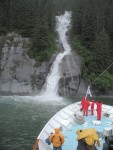 Approaching the glacial waterfall