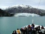 Ship's bow and glacier