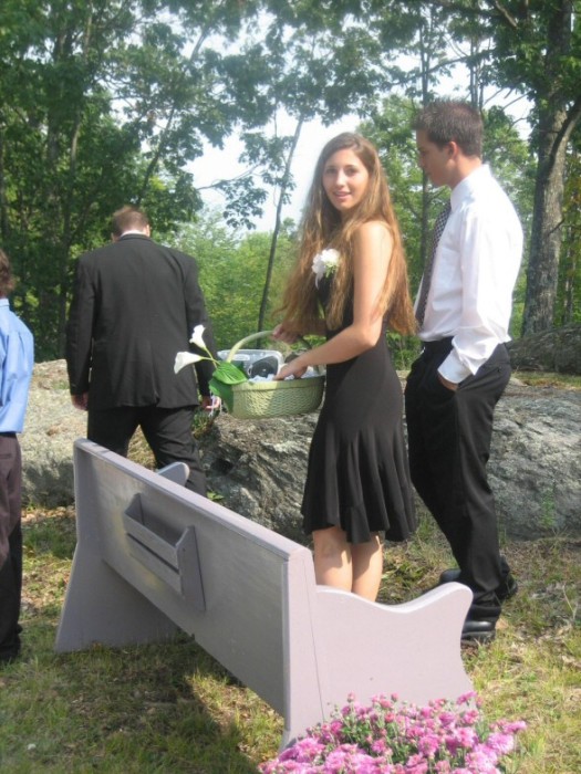 Andrea (Emily's cousin) and her boyfriend handing out bubbles.