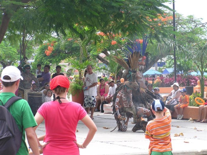 Native dancers in a Cozumel square