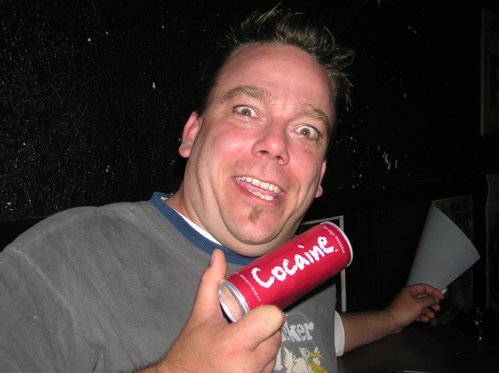 Brian working on his second Cocaine+Vodka drink.