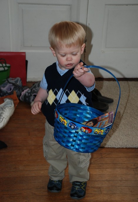 Sean's Easter outfit and Easter basket.