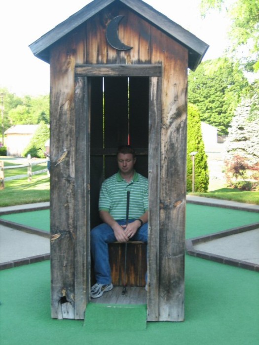 Brian in the outhouse