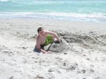 Philip building his first sand castle of the vacation.