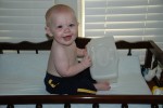 Hangin' out on the changing table.  Ladies, check out my physique!