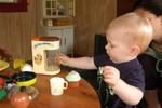 Making coffee for Mommy and Oma