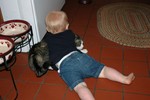 Sean tackling Ginger.  The funny part is that Ginger never tried to get up.  He lets Sean maul him and doesn't even care :-)