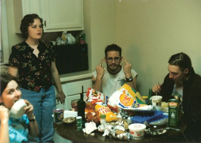 BBQ at a friends house.  Becka, Holly, Nathan, Puck.